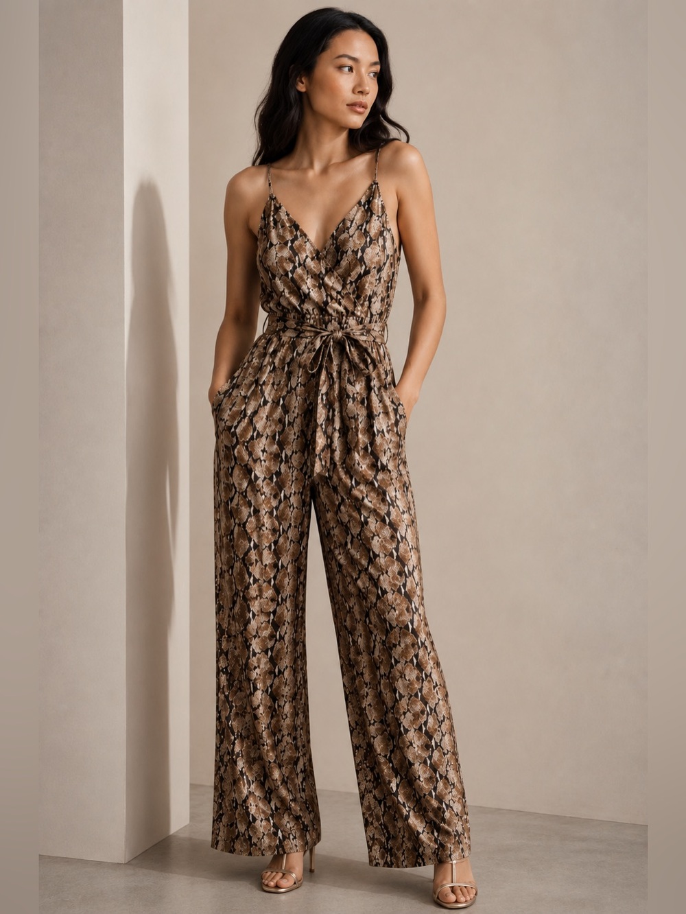 BNWOT Snake Print Wide-Leg Jumpsuit